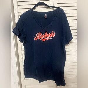 Rebels Navy and Red Graphic V-Neck Tee